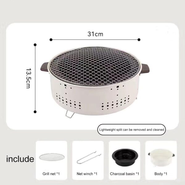 BBQ Grill, Portable Pre-Seasoned Charcoal Grill Stove, Versatile Cooking Methods, Indoor Outdoor Hibachi-Charcoal Grill For Camping Picnic Party(B) - Image 5