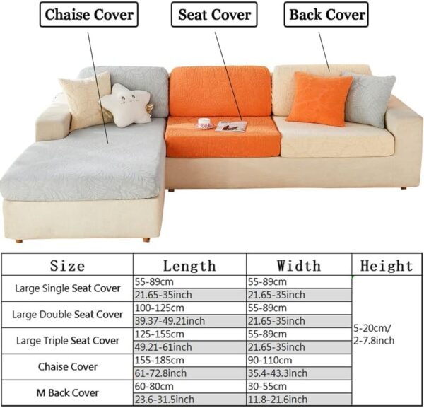 MINGPINHUIUS Sofa Seat Cushion Cover - Stretch Sofa Cover, Universal Elastic Sofa Seat Cover, Non-Slip Couch Cover for L Shaped Sofa Covers Chaise Longue Furniture Protection (Light Coffee Weaves) - Image 9