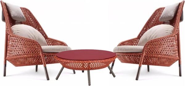 3 Piece Outdoor Patio Furniture Sets，PE Wicker Patio Chairs Outdoor Modern Conversation Sofa Set For Deck Yard Porch(Orange) - Image 2