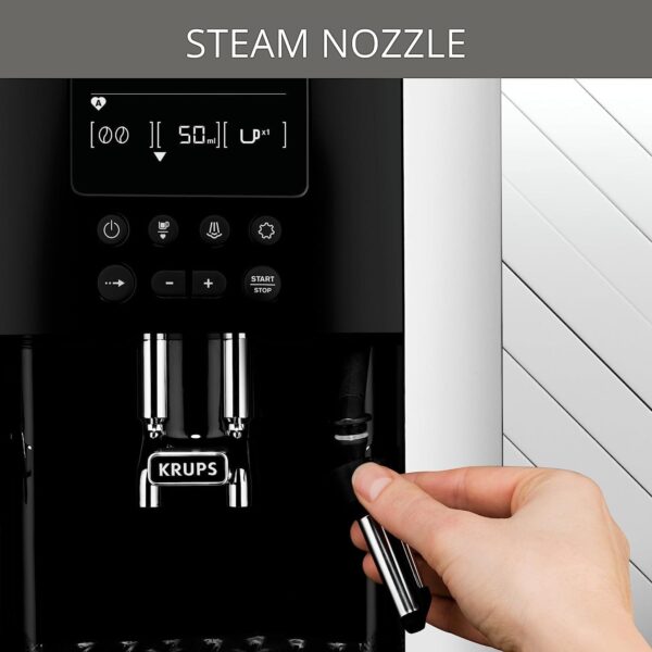 KRUPS Arabica Digital Automatic Coffee Machine, Bean to Cup, Espresso & Cappuccino Maker, 1.7 litre Water Tank, Silver, EA817840 - Image 7