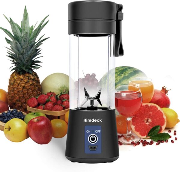 Personal Blender, Portable Blender for Smoothies and Shakes Handheld Electric Fruit Mixer Machine Six Blades 380mL USB Rechargeable Ice Mini Juicer Cup Home/Office/School/Outdoors (Black) - Image 2