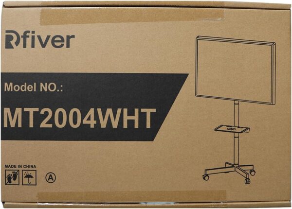 RFIVER Mobile TV Stand on Wheels for 27-60 Inch LCD LED Flat Screen Curved Screen TVs up to 40 kgs, Height Adjustable Shelf Rolling TV Cart as a Movable Portable TV Stand, Max VESA 400x400mm, White - Image 11