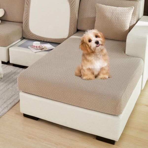 MINGPINHUIUS Sofa Seat Cushion Cover - Stretch Sofa Cover, Universal Elastic Sofa Seat Cover, Non-Slip Couch Cover for L Shaped Sofa Covers Chaise Longue Furniture Protection (Light Coffee Weaves) - Image 6