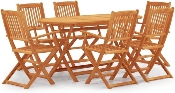NQJIBUE Item-7 Piece Folding Outdoor Dining Set Solid Eucalyptus Wood,Outdoor Outdoor Furniture Sets - Image 2