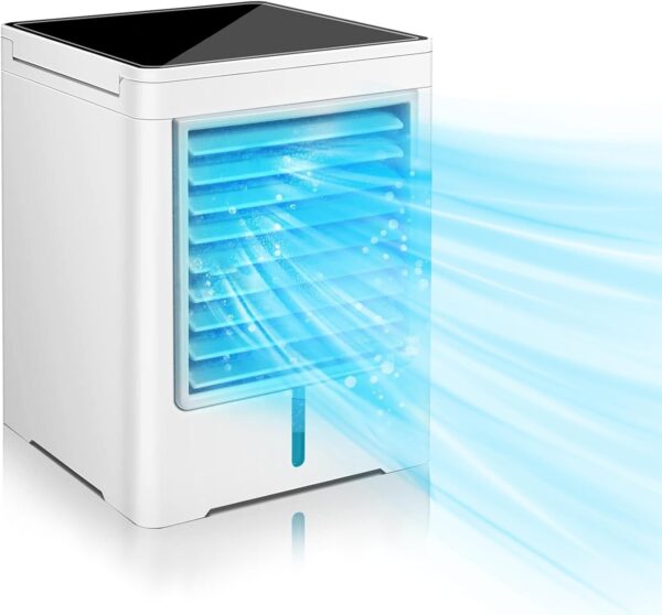 MEETOZ Portable Air Conditioners, Evaporative Air Cooler, USB Personal Mini Air Conditioner with 3 Wind Speeds & 3 Timers Touch Screen Desktop Cooling Fan for for Home Room Camping Car Office - Image 2