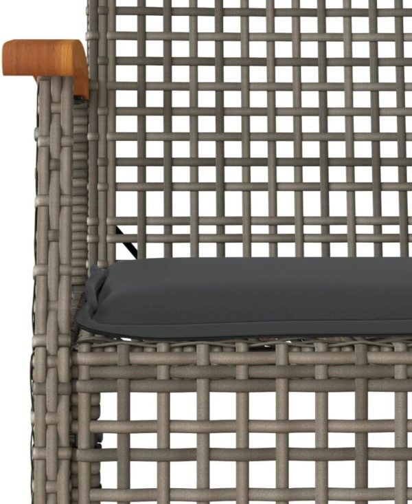 vidaXL Garden Dining Set with Cushion 9-Piece Garden Furniture Set Dining Set Garden Set Patio Balcony Furniture Set Grey Poly Rattan - Image 5