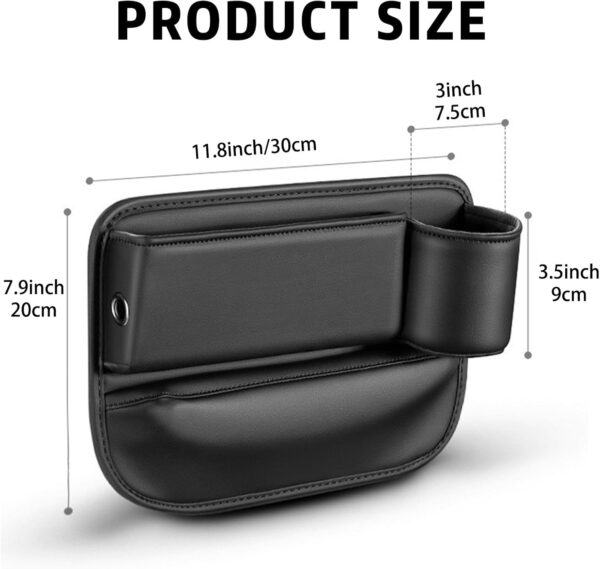 Car Seat Gap Filler Organizer, Car Leather Cup Holder Gap Bag, 2 in 1 Front Seat Gap Filler & Storage Box with Cup Holder & Data Cable Hole, Car Seat Gap Storage Box for Glasses Phones Keys and Cards - Image 9