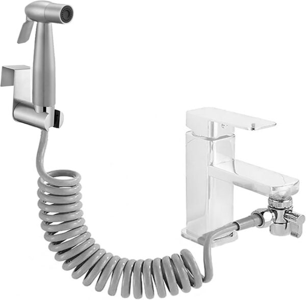 Bidet Shower Kit, Stainless Steel Bidet Hand Shower for Bidet Toilet Shower with 2 Way Shower Diverter, 1.5m Spring Hose and Hand Shower Holder - Image 2