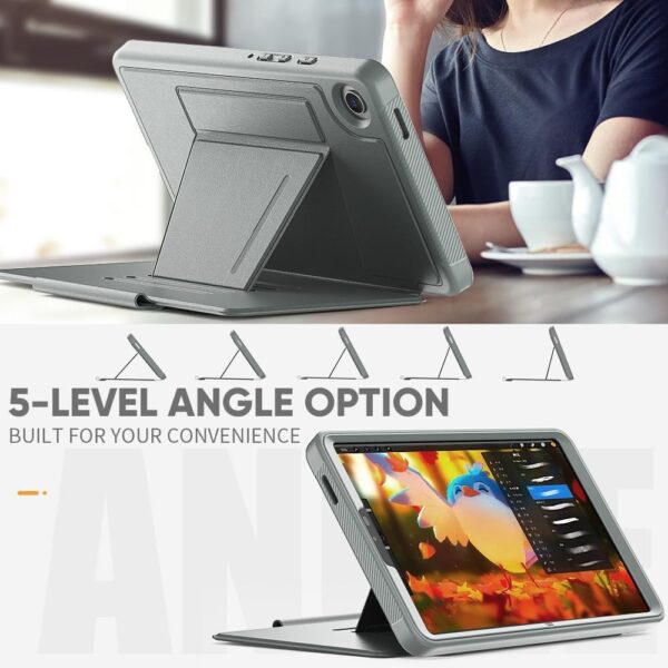 Case for Case for Samsung Galaxy Tab A9 Case 8.7 Inch 2024 (SM-X110/X115/X117) Slim Protective Cover with Pencil Holder Auto Wake/Sleep Multiple Viewing Angles-Samsung Galaxy Tab A9 Cover (Grey) - Image 6