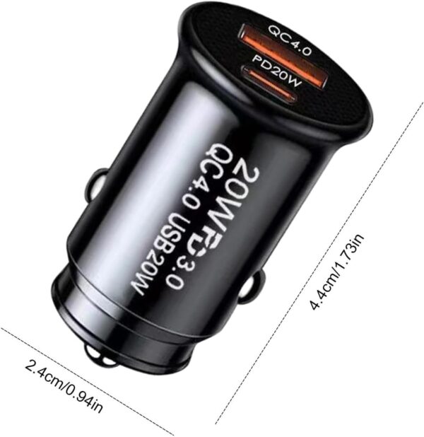 QC 4.0 Car Phone Charger USB C Car Charger [USBC 20W+USBA 20W] PD3.0 12V USB Socket Fast Charge [Metal] Cigarette Lighter USB Car Charger Adapter for iPhone 16 Pro Max Samsung iPad Pro - Image 9