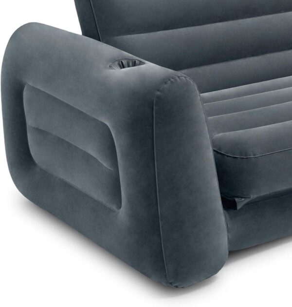 Intex 2 in 1 Inflatable Pull Out Sofa and Queen Size Air Bed Mattress with Cup Holders for Indoor and Outdoor Use for Adults (2 Pack), Charcoal Gray - Image 8