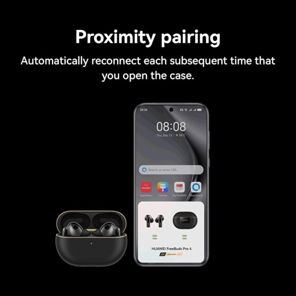 HUAWEI FreeBuds Pro 4 Wireless Earbuds, Bluetooth Headphones with Lossless Sound Quality, Clear Calls, Intelligent Dynamic ANC, Silver String Design, 33 Hours Battery Life, iOS & Android, Black - Image 10