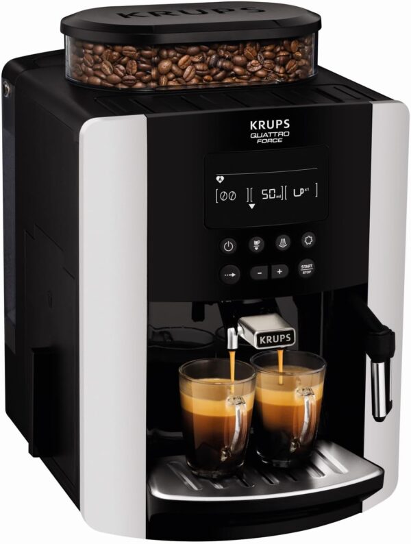 KRUPS Arabica Digital Automatic Coffee Machine, Bean to Cup, Espresso & Cappuccino Maker, 1.7 litre Water Tank, Silver, EA817840 - Image 2