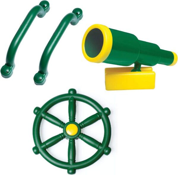 Playground Accessories for Kids Outdoor Playset Kids Pirate Telescope, Steering Wheel, Green Safety Handle Bars Playground Equipment- Backyard, Playhouse, Tree house, Jungle Gym, Swingset, Pirate Ship - Image 2