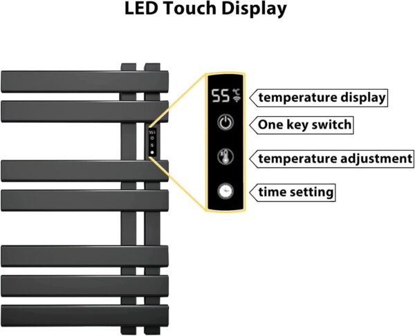 WiFi Smart Thermostat Towel Warmer, Heated Towel Rail for Home, Electric Radiator, Bathroom Heater - Image 4