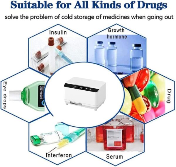 Medical USB Mini Portable Double Layer Large Capacity Refrigerator Smart Insulin Refrigerator Box, Travel Refrigerated Medicine,M(Size:3*Battery) - Image 3