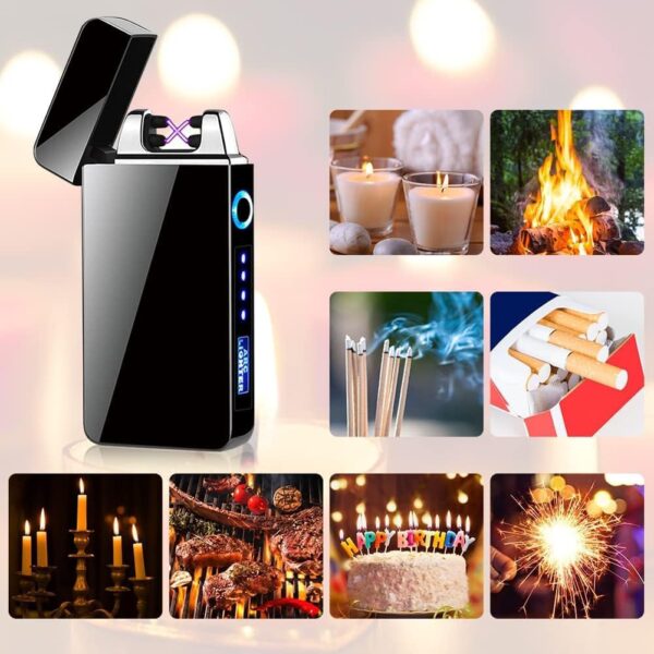 Gohytal USB Rechargeable Dual Arc Electric Plasma Windproof Lighter with Power Indicator - Windproof Lighters for Candles, Camping, Gifts for Dad, Men - Image 6