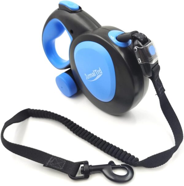AMRALTRD 360° Tangle-Free Retractable Dog Lead for Up to 30 kg Dogs, Strong Heavy duty Nylon Extandable Leash One-Handed Brake, Pause, Lock (Small, Medium & Large, Blue/Black) - Image 2