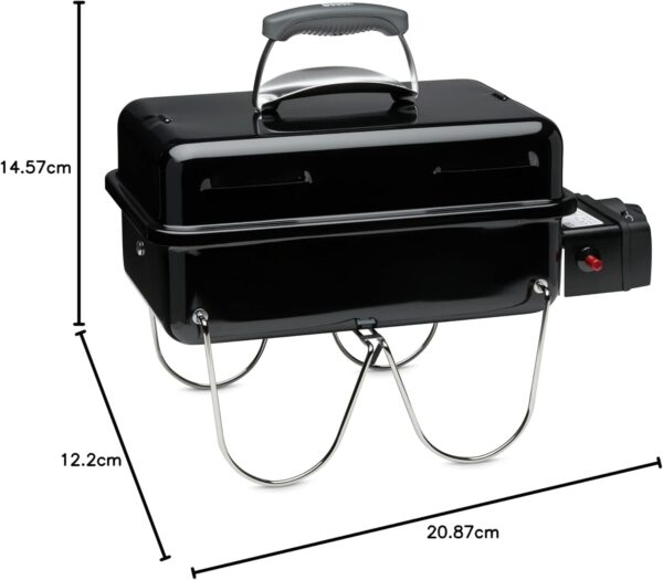 Weber Go-Anywhere Gas Grill, 42 x 26cm Grill Area, Lightweight Portable BBQ Grill, Table Camping Grill with Porcelain-Enamelled Bowl & Lid, Folding Legs - Black (1141056) - Image 22
