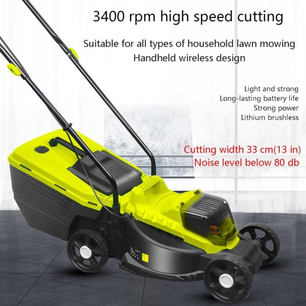 GESAIDES 33 cm (13 in) Electric Lawn Mower for Small Yards, 2-in-1 Compact, Lightweight Brushless Motor, 40V 4.0Ah Battery & Charger Included - Image 3