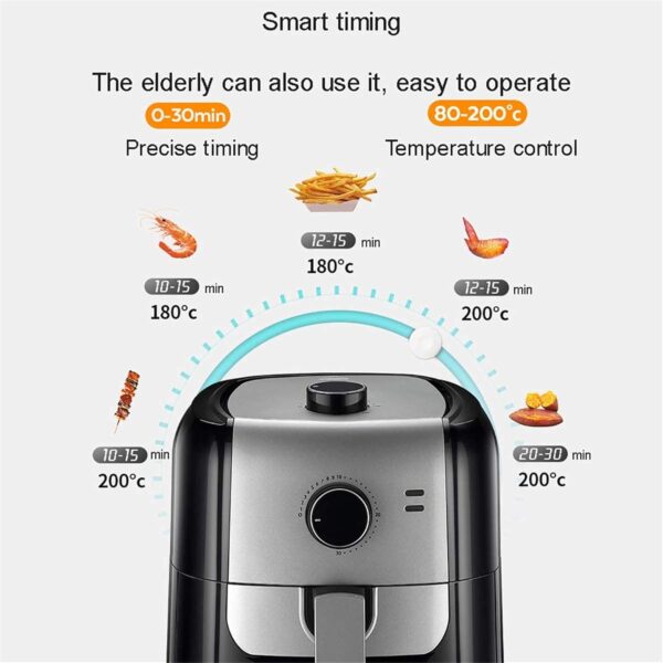 Dbtxwd Low Fat Cooking Air Fryer (1400W 6L) with Rapid Air Circulation System Mechanical Control Timer and Fully Adjustable Temperature Control for Healthy Oil Free - Image 7