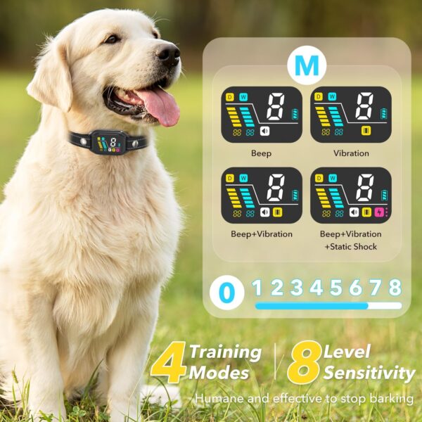 Smart Anti Bark Collar for Small Medium Large Dogs, Smart Training Collar with 8 Adjustable Sensitivities, Beep and Vibration - Image 3