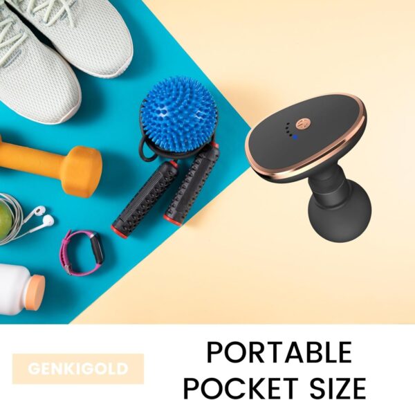 Genkigold Pocket-Sized Mini Massage Gun: Muscle Recovery & Pain Relief, for Neck, Back, and More, USB Rechargeable, Powerful Portability, Your Ultimate Recovery Companion, Available in Black - Image 5