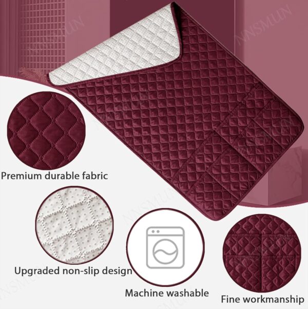 NNSMUN Sofa Armrest Cover 3/4/5Pcs, Waterproof and Nonslip Armchair Covers for Arms Headrest, Sofa Slipcover with Side Pocket, Quilted Protector for Pets Leather Couch (Wine Red,1 Seater(3pcs)) - Image 6