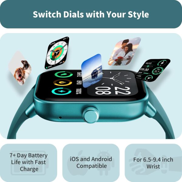 Smart Watch for Men Women, Answer/Make Calls, Smart Watches for Men Women iPhone/Samsung/Android,Alexa Built-in, Heart Rate Sleep SpO2 Monitor,IP68 Waterproof, 100+ Sports-Deep Green - Image 6