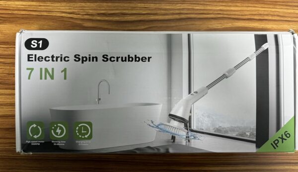 Electric Spin Scrubber, Wesstun IPX6 Waterproof Electric Cleaning Brush, Cordless Electric Scrubber with 2 Speeds Modes & Extendable Handle, 7 in 1 Brush Heads for Bathroom, Kitchen & Floors (White) - Image 8