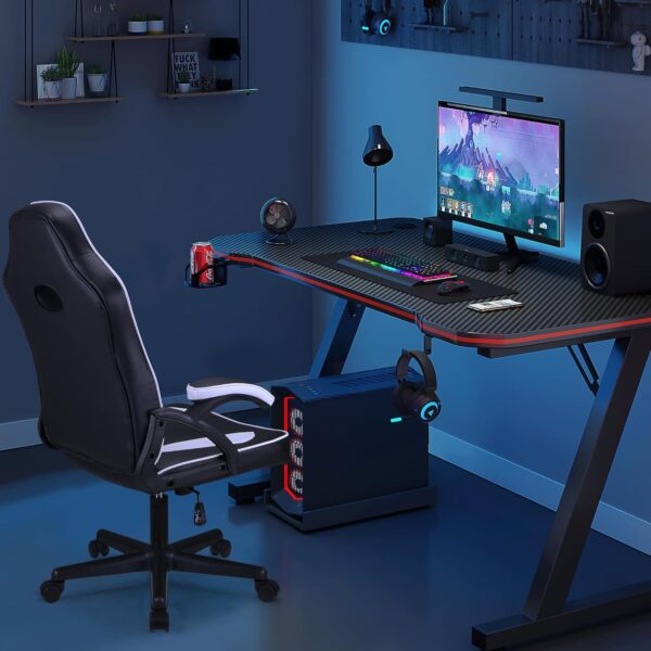 Play haha.Ergonomic high back seat with breathable mesh insert padded armrests tilt adjustment durable base lumbar support PU leather surface for gaming home or office use - Image 14