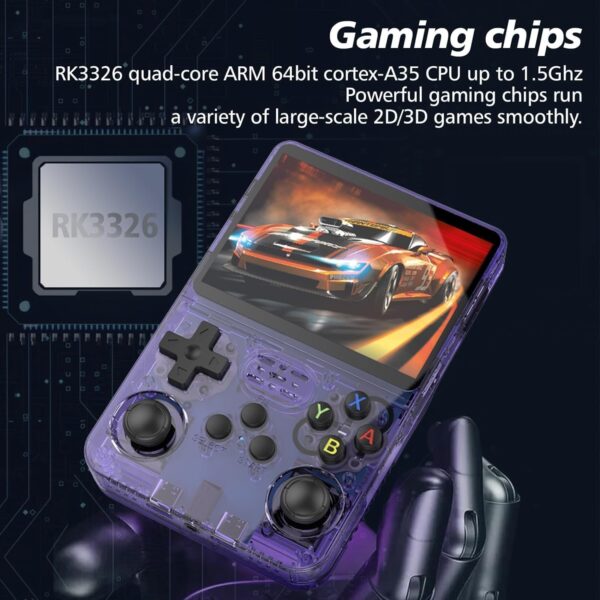 R36S 64GB Handheld Retro Gaming Console, Built-in over 20000+ Classic Games, Linux System with 3.5" HD MIPI IPS Screen,3500mAh Portable Gaming & Entertainment Device (Purple, 128GB) - Image 4