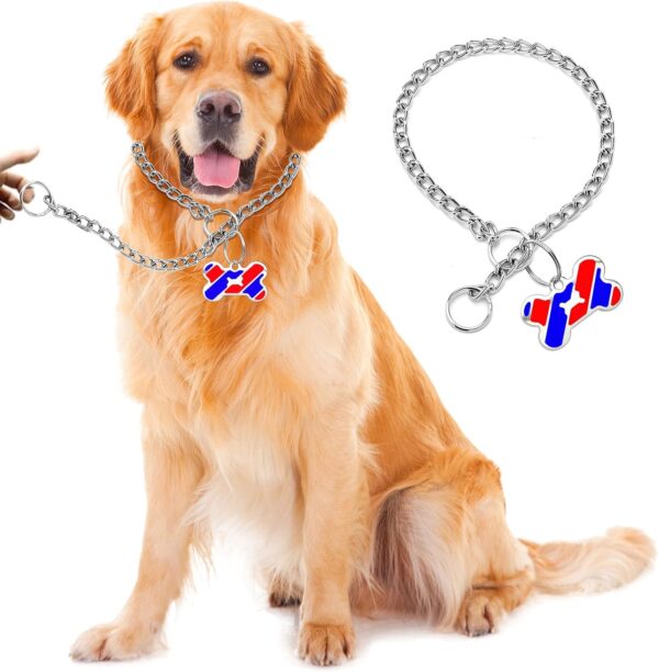 4mm X 65cm Choke Chain Metal Dog Chain Pet Training Choker Non-Slip Collar for Walk The Dog or Puppy Training Walking, WithTag Nameplate - Image 3