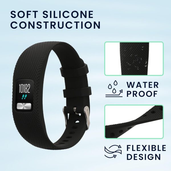 kwmobile Straps Compatible with Garmin Vivofit 4 Straps - 2x Replacement Silicone Watch Bands - Smartwatch or Fitness Tracker - Black/Dark Blue - Image 5