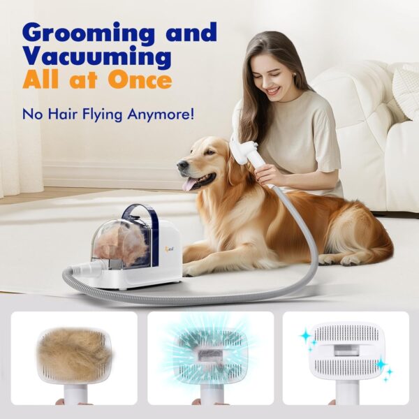 Rywell Dog Vacuum Groomer,Dog Hair Vacuum 12Kpa, Pet Grooming Vacuum for Dogs with Low Noise, Pet Hoover with Clippers for Shedding Grooming, 3 Suction Mode - Image 3