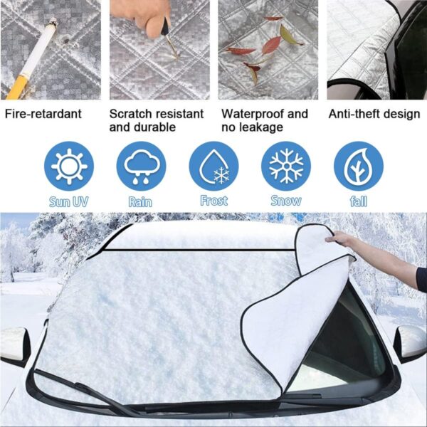 RnCop Car Windshield Cover, Windscreen Cover Snow Ice Frost Sun UV Dust Water Resistent - Heavy Duty Ultra Thick Protective for Cars SUVs Summer/Winter(140x90cm) - Image 4