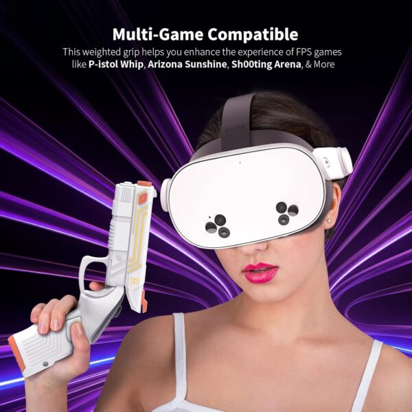 AMVR VR G-un Stock attachment Compatible with Meta/Oculus Quest 3s/Quest 3 Accessories, Weighted P-istoI Grip Enhance FPS Game Experience Holding Feel, VR Accessories for Anti Slip Handle Cover - Image 7