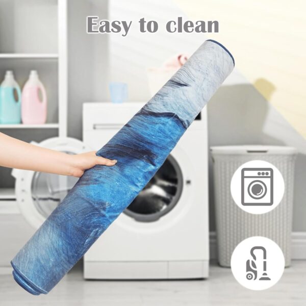 Terafeels Washable Rugs Living Room 80x150 cm Area Rugs for Bedroom Non Slip Low Pile Carpets for Lounge Modern Large Bedside Rug Easy To Clean Blue, 121-12080 - Image 5