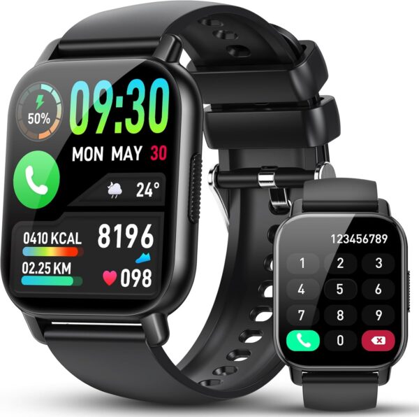 Smart Watch for Men Women with Bluetooth Call/Message Reminder, Fitness Watch 1.85" Touch Screen, Watch Heart Rate/Sleep/Spo2/Calories/Steps Monitor, 112+ Sport Mode, Activity Tracker for Android/iOS - Image 2