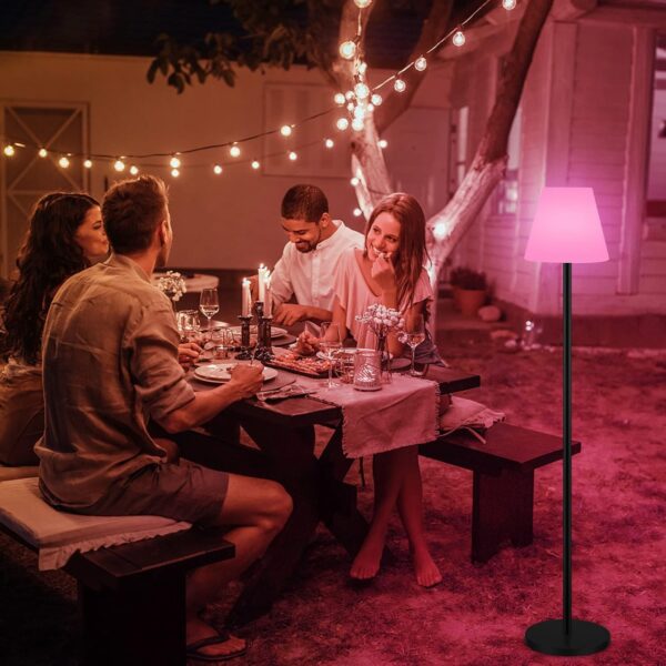 Solar Floor Lamp Outdoor Lamps for Patio Waterproof,Rechargeable Cordless Floor Lamp with Light Sensor,Brightness Dimmable Warm White+RGB LED Outdoor Lamp for Lawn,Pool,Garden. - Image 6