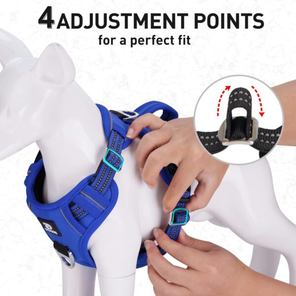 Dog Harness No Pull for Large Medium Dogs, Adjustable Reflective Harness Dog Harness Escape proof Lightweight Breathable Pet Vest Harness medium large dog for Walking Training Blue M - Image 3