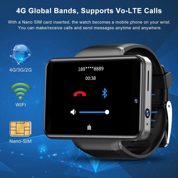 KOSPET NOTE 4G Smartwatch, 2.4" IPS Touch Screen GPS Smart Watch for Men, 3G RAM 32GB ROM Phone Watches with Dual Cameras, Face ID, Heart Rate Monitor, Compatible for Android IOS - Image 3