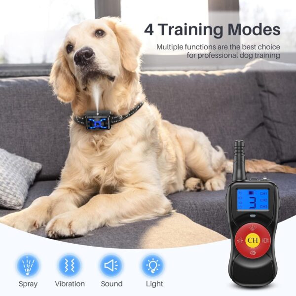 Anti Barking Dog Collars, Bark Collar with Remote, Dog Training Collar with Spray/Vibration/Sound/Light/Multi Dog Training System, Anti Bark Control Range Up to 2700ft, Stop Dog Barking - Image 3