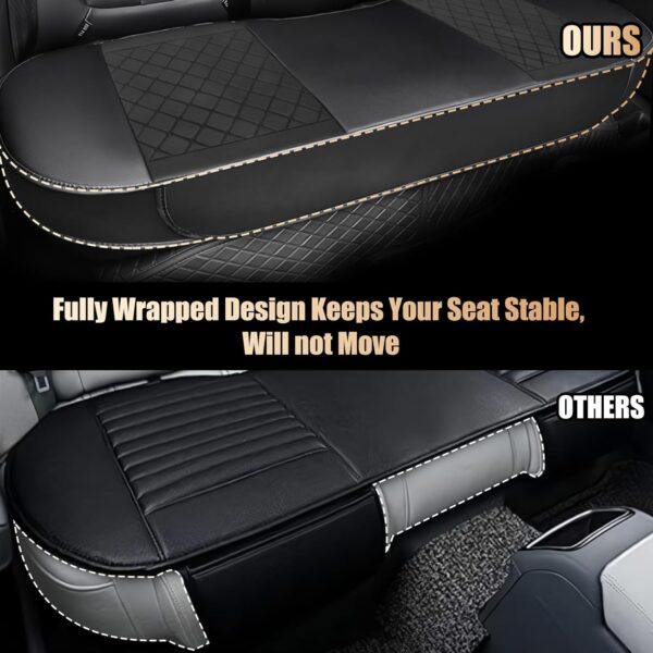 Car Seat Cover PU Leather for Back Seat, Rear Bench Car Seat Cover Fully Wrapped, Seat Protector for Rear Seat Bottom, Wear-resist and Waterproof Leather Seat Covers, Universal Fit 95% Cars - Image 4