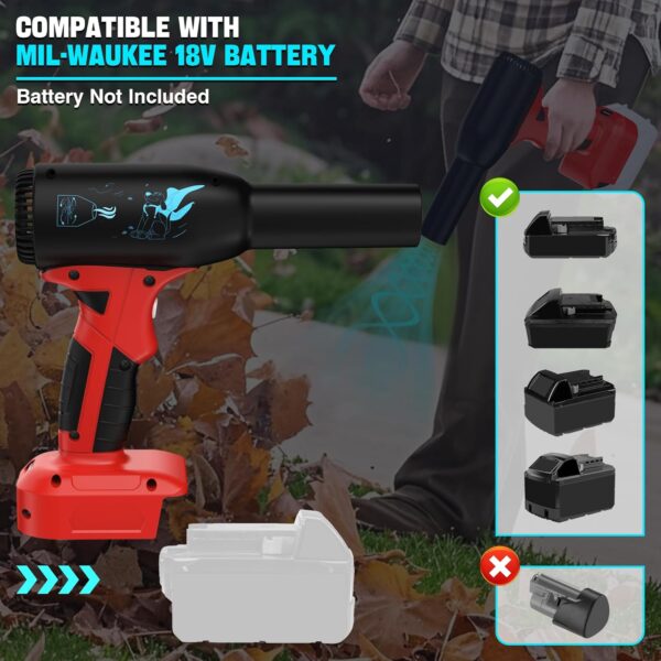 Compressed Air Duster Fit for Milwaukee 18V M18 Battery,High Power 400G Wind Speed,Rechargeable Cordless Air Blower for Keyboard, PC, Electric Devices Cleaning, Turbo Jet Dry Replace Canned - Image 3