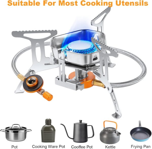 Adiwo Camping Stove Portable, Windproof Backpacking Burner, 3500W Rocket Gas Stove With Piezo Ignition, Foldable for Outdoor Hiking, Picnic, Trekking, BBQ - Image 6