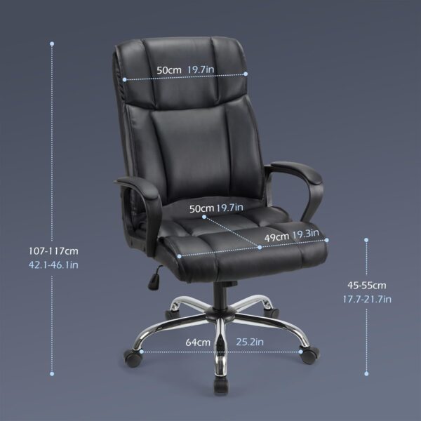 Play haha.Executive office seat with high back support padded armrests adjustable height tilt mechanism thick cushion ergonomic PU leather surface for home or workplace use - Image 4