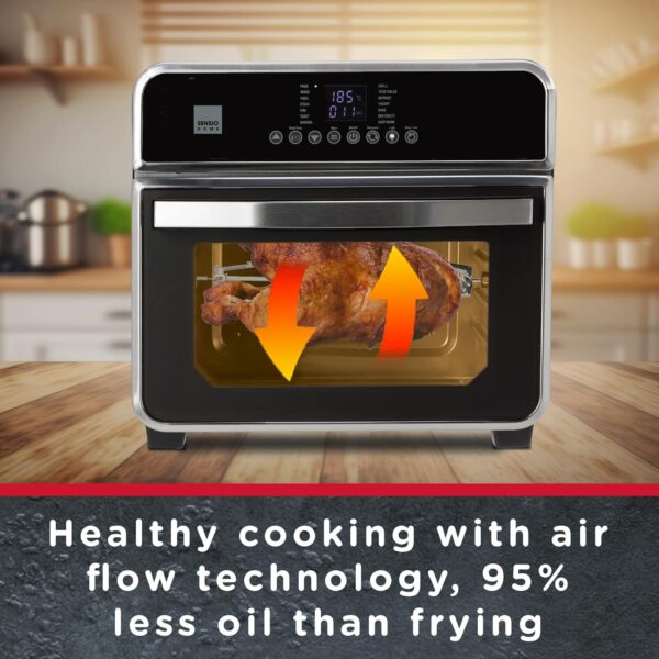 Sensio Home Gourmet Pro Clean Cook Air Fryer Oven - Dehydrator 1600W | 15L Capacity with Rotisserie Function and 14 Digital Preset Programs, Family Size Healthy Oil Free Cooking, Full Accessory Set - Image 8
