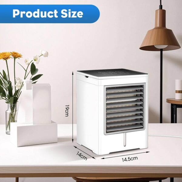 MEETOZ Portable Air Conditioners, Evaporative Air Cooler, USB Personal Mini Air Conditioner with 3 Wind Speeds & 3 Timers Touch Screen Desktop Cooling Fan for for Home Room Camping Car Office - Image 3