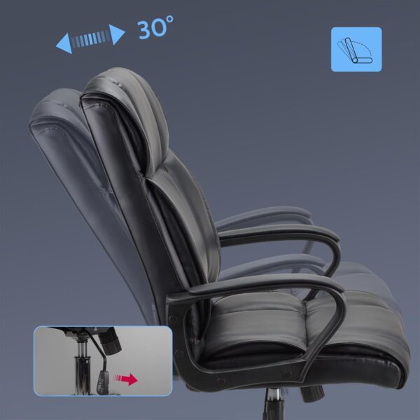 Play haha.Executive office seat with high back support padded armrests adjustable height tilt mechanism thick cushion ergonomic PU leather surface for home or workplace use - Image 10